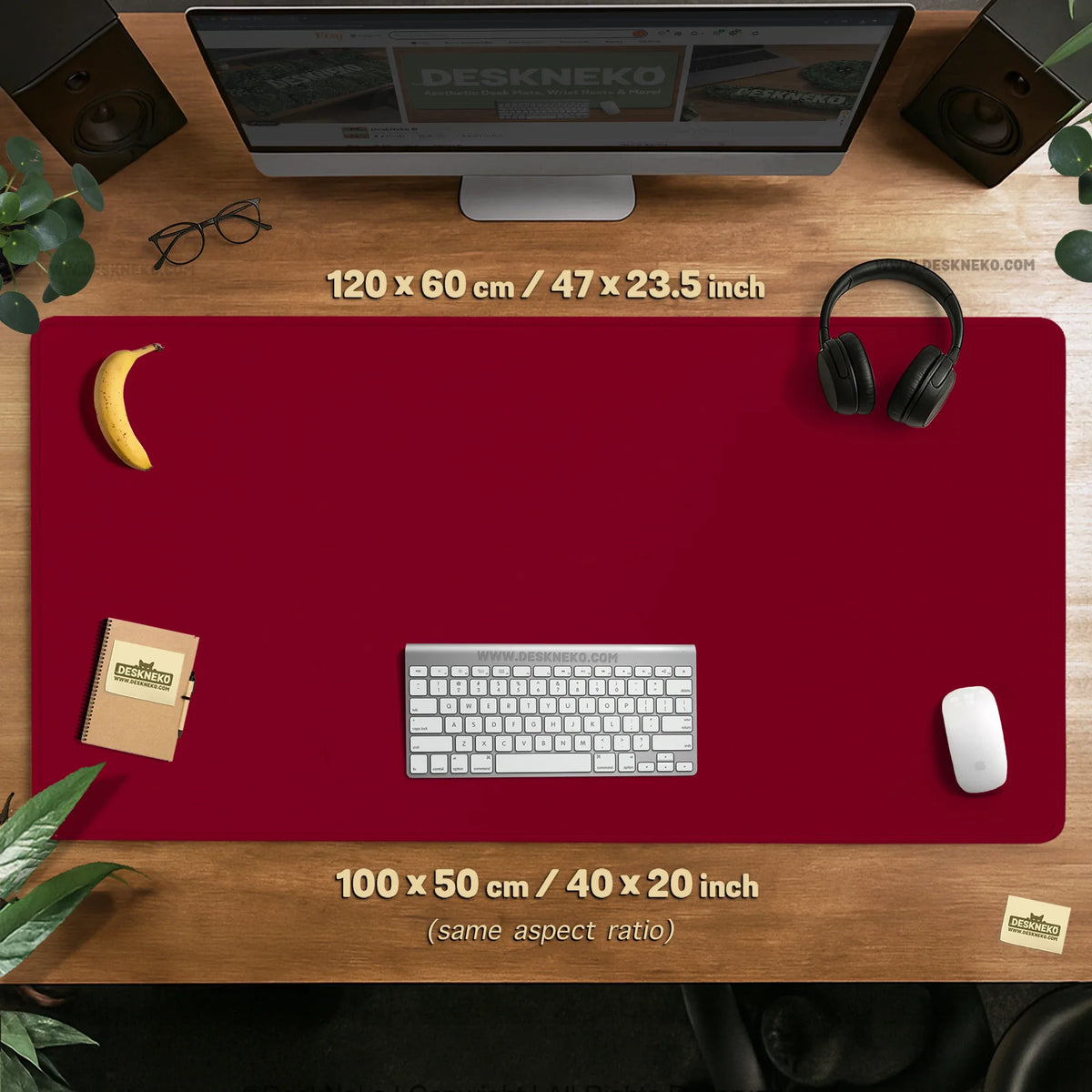 Burgundy desk mat for gaming and office desks | mousepad