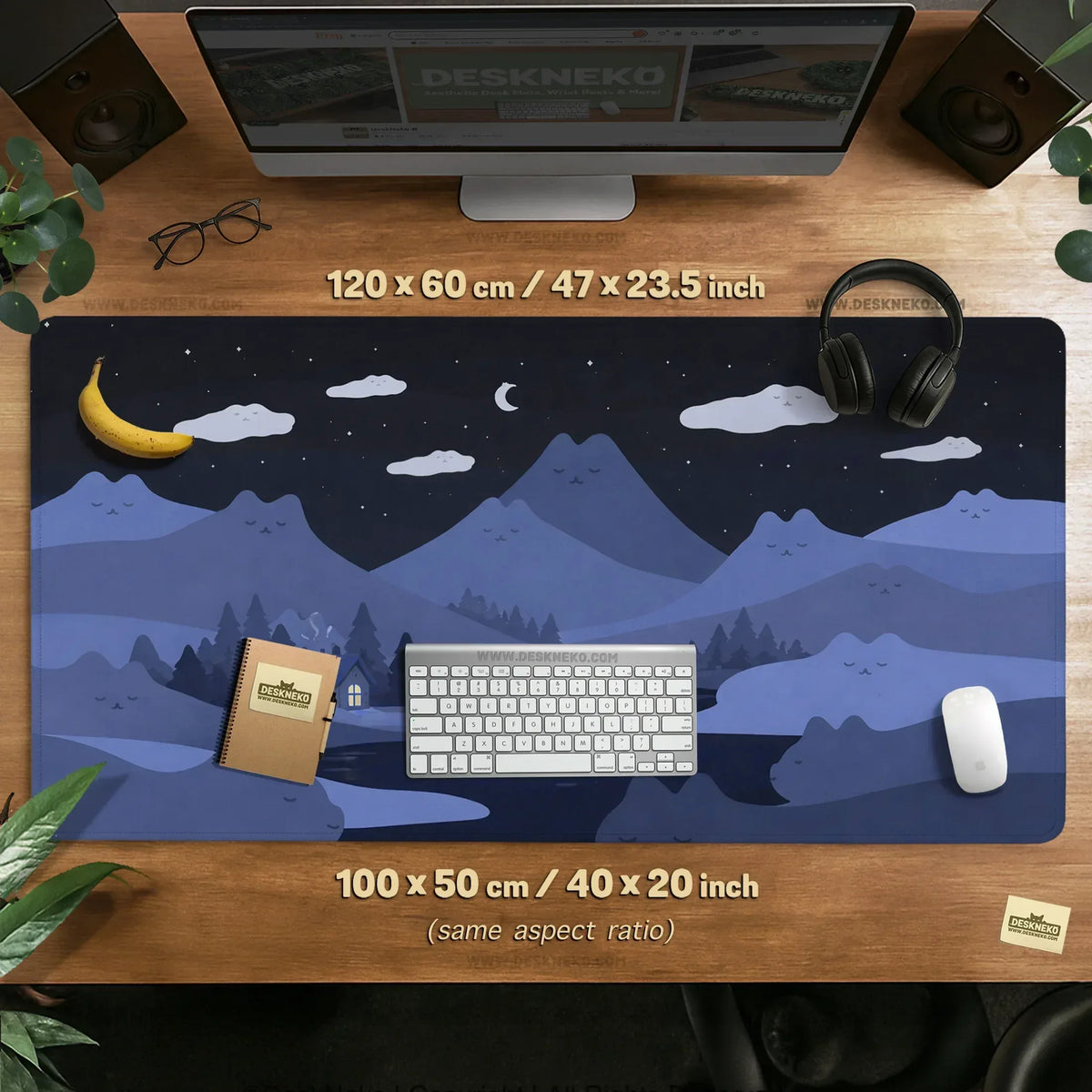 Navy blue mousepad with cat shaped hills