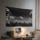 Black mount fuji wall tapestry