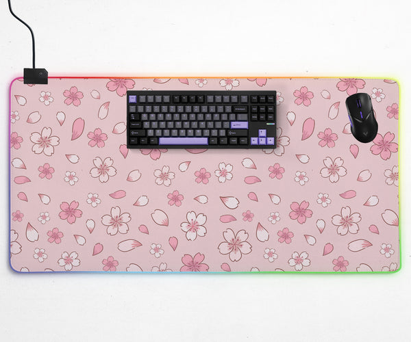 Sakura Gaming Desk Mat - LED Mousepad - Deskneko - Gaming Desk Mats