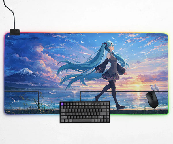 Anime Girl Landscape gaming desk mat mousepad - Deskneko