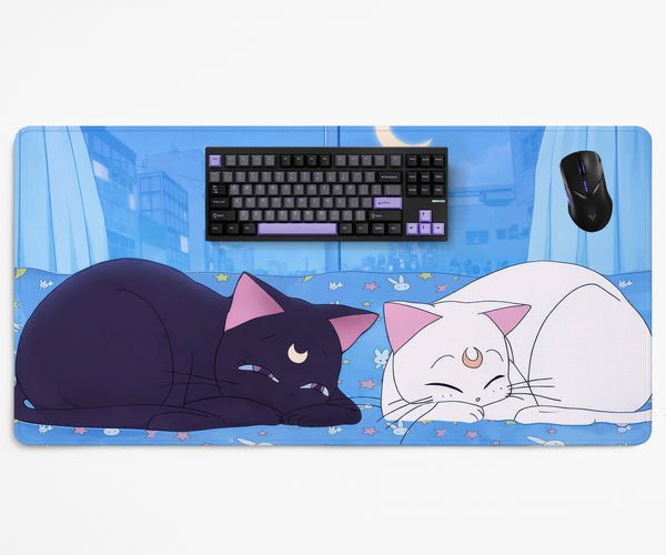 Blue Anime Aesthetic Desk Mat Mousepad - Desk Mat - Deskneko - Desk Mats & Mousepads