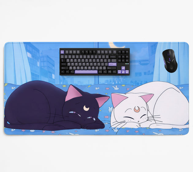 Blue anime aesthetic desk mat mousepad
