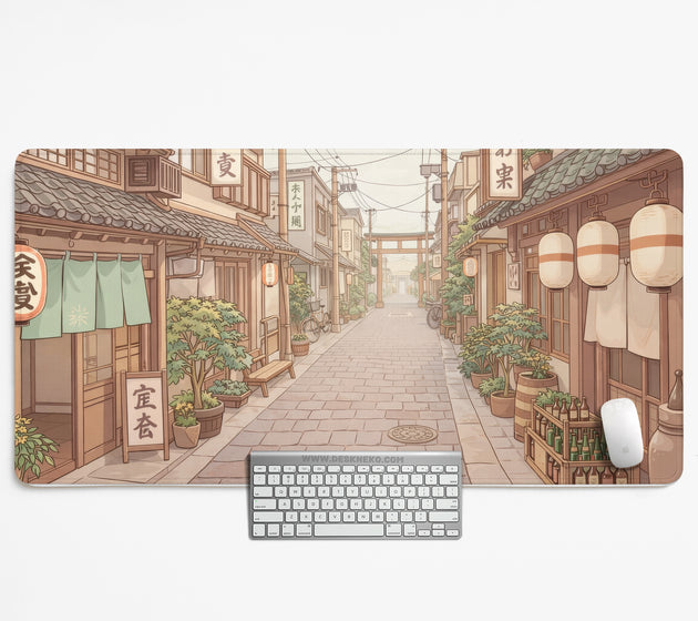 Beige japandi desk mat mousepad