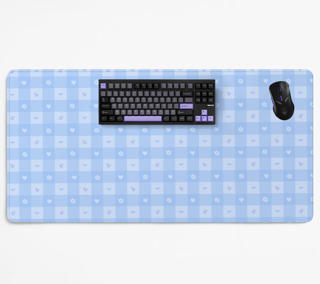 Blue gingham desk mat