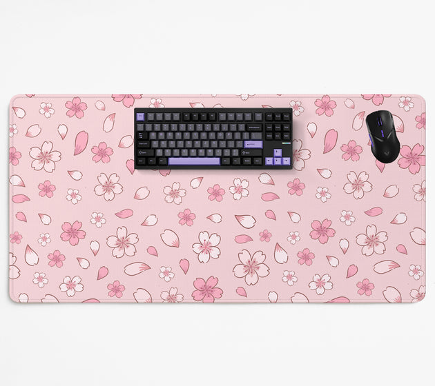 Pink cherry blossom desk mat