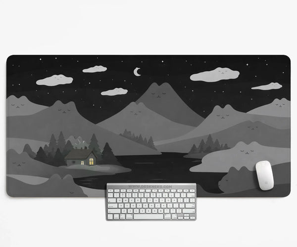 Midnight Cat Mountains Desk Mat Mousepad - Deskneko