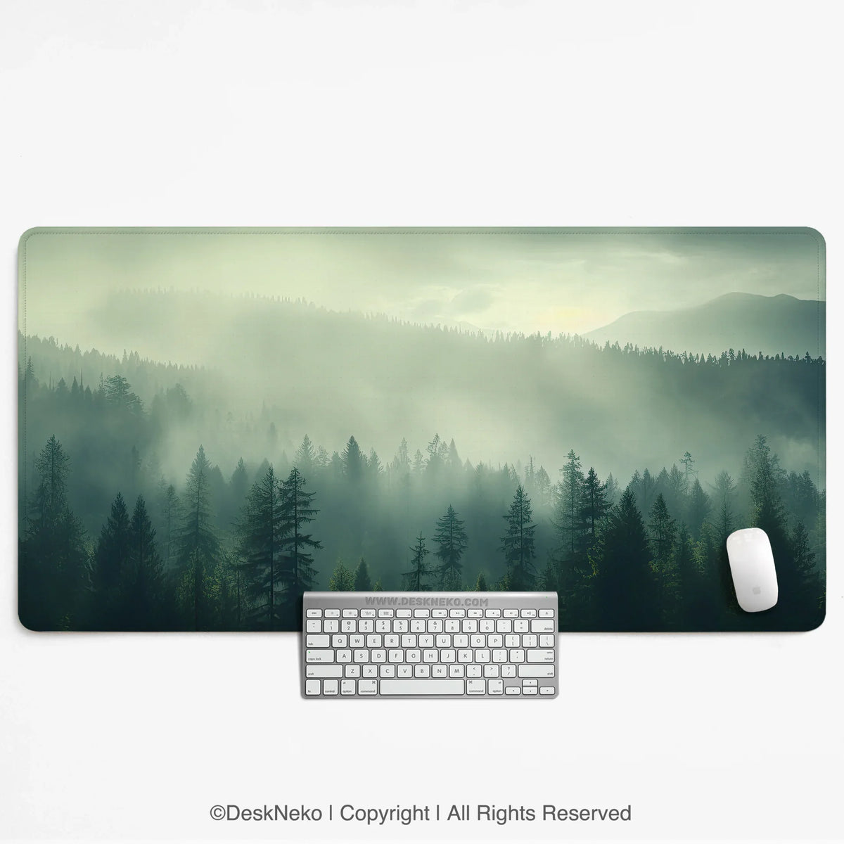 Sage green forest desk mat extended XXL mousepad