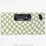 Green checker desk mat