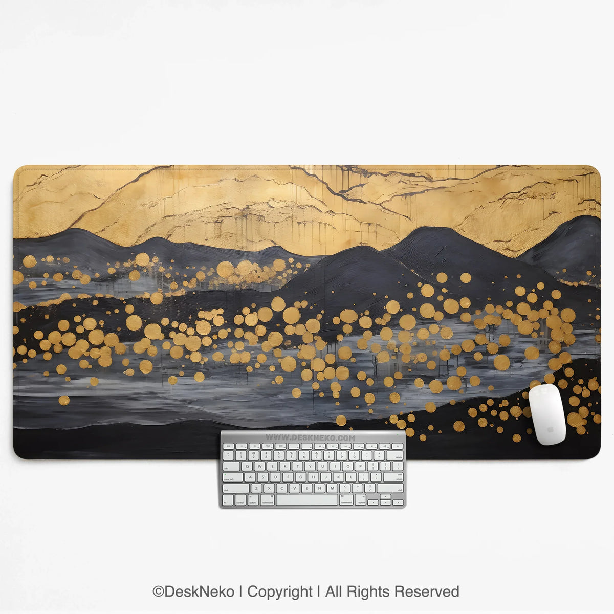 Black Gold Abstract Mountain Desk Mat & Mousepad - Deskneko