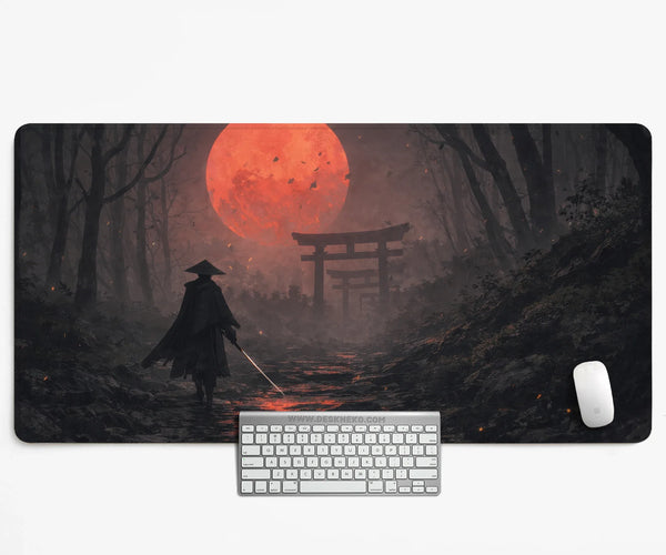 Crimson Samurai Eclipse Desk Mat Mousepad - Deskneko