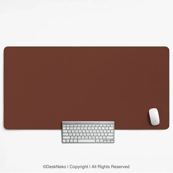 Mahogany Desk Mat Mousepad, Minimalist Brown Extended Desk Pad - Deskneko