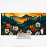 Sunset forest mountain desk mat