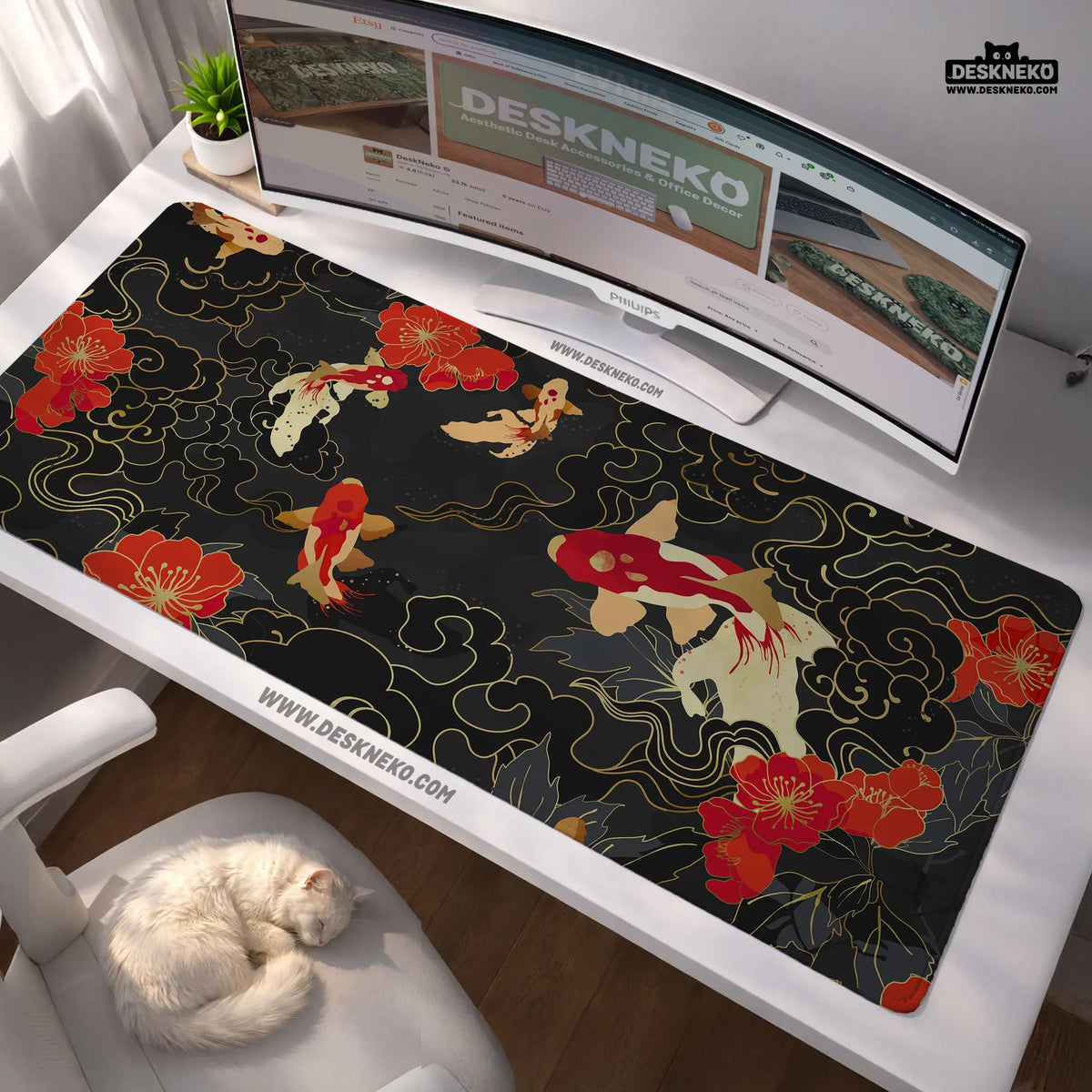 Koi fish desk mat mousepad