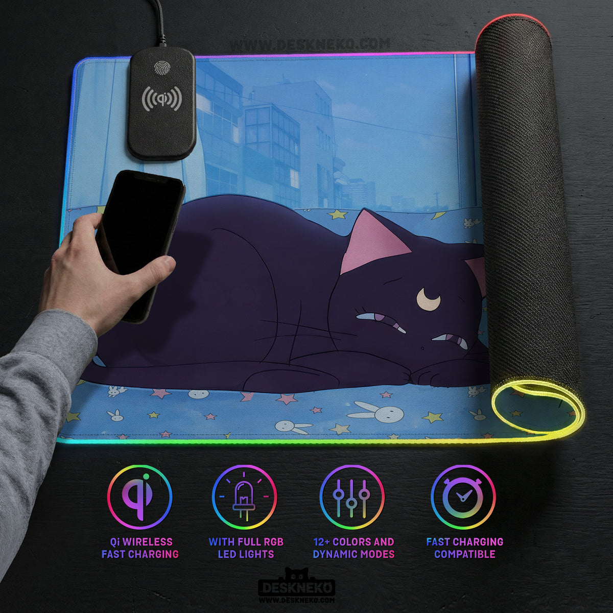 Blue anime aesthetic desk mat mousepad