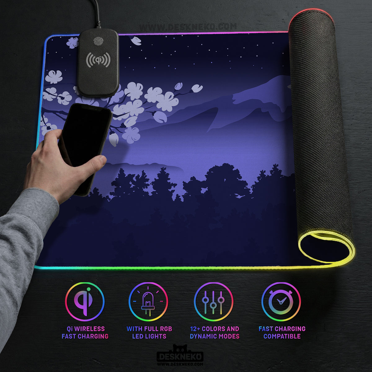 Blue mount fuji desk mat mousepad