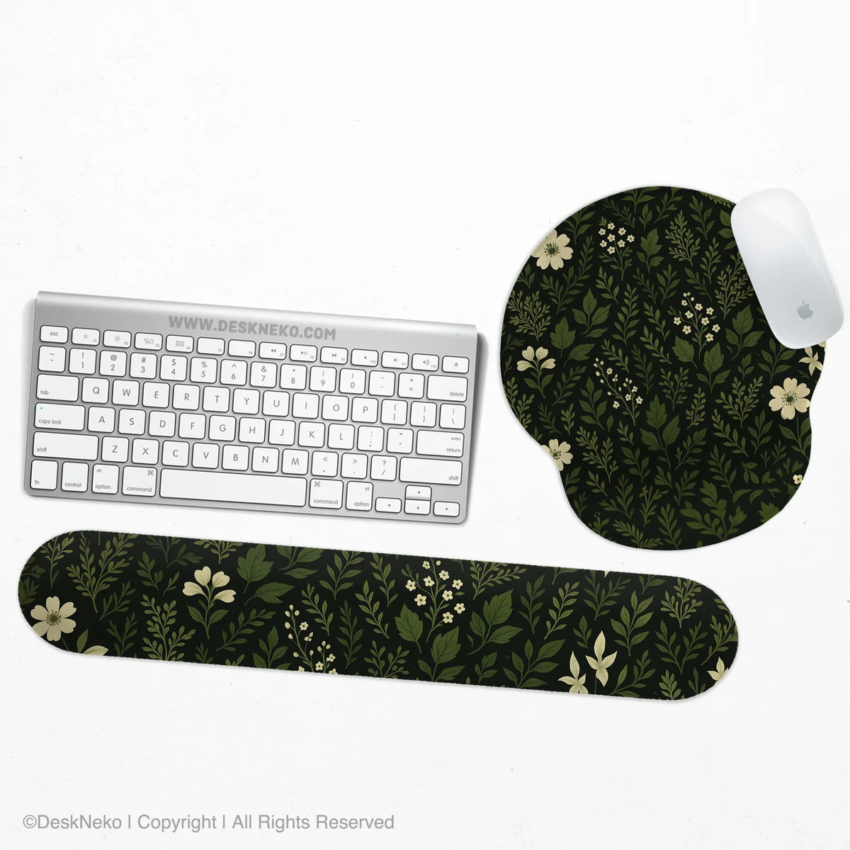 Botanical ergonomic mousepad with wrist rest for cozy desk setup