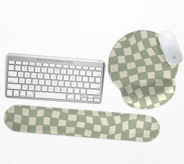 Sage checkered ergonomic wrist rest