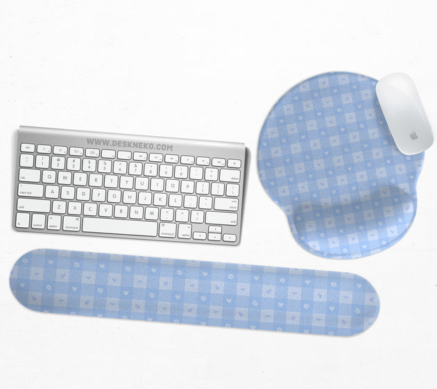 Blue gingham ergonomic wrist rest