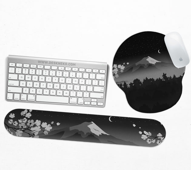Black mount fuji ergonomic mousepad