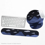 Navy blue mousepad wrist rest with cat shaped hills