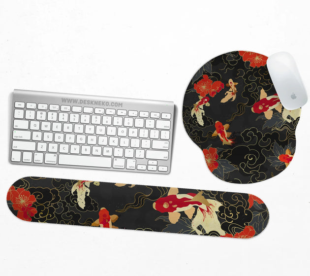 Koi Fish Ergonomic Mousepad Set - Deskneko