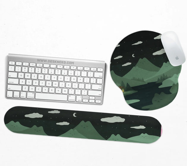 Ergonomic mountain mousepad and keyboard wrist rest