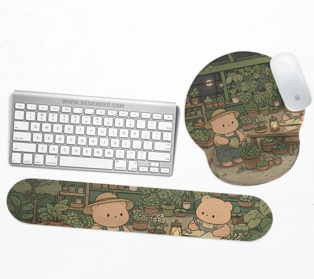 Kawaii bear ergonomic mousepad and keyboard wrist rest desk support