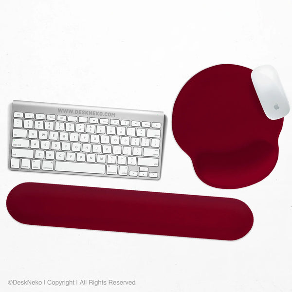 Burgundy Ergonomic Mousepad with Wrist Rest for Office and Gaming - Deskneko