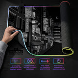 Black white tokyo desk mat