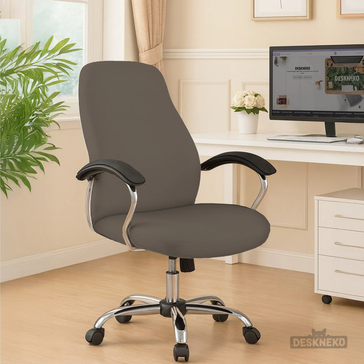 Cocoa Brown Desk Chair Cover - Deskneko