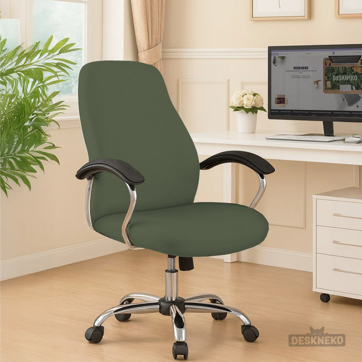 Warm forest green office chair cover