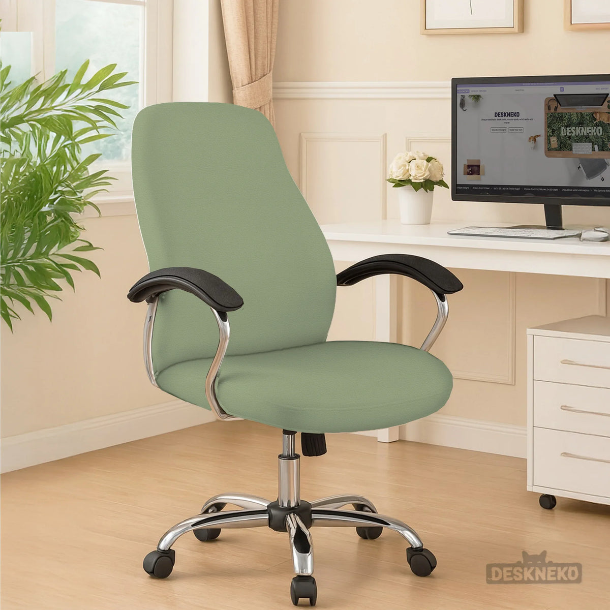Soft sage green office chair cover