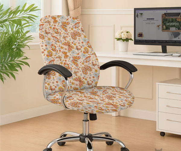 Retro Butterfly Desk Chair Cover - Chair Covers - Deskneko - Desk Chair Covers