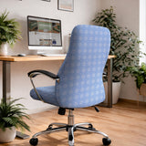 Blue gingham desk chair cover