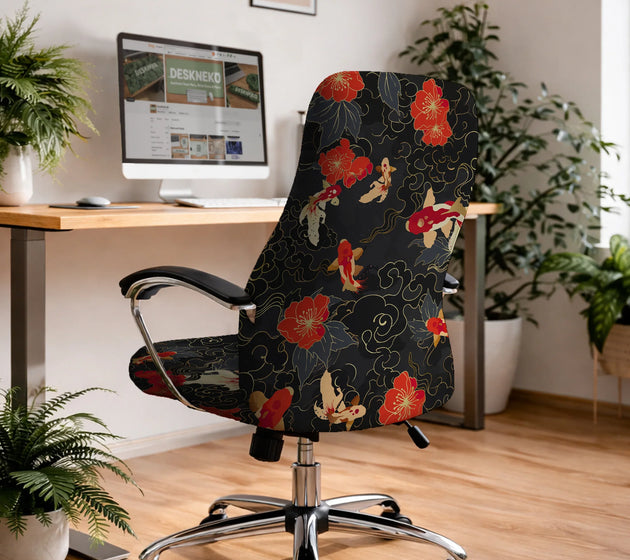Japanese koi office chair cover