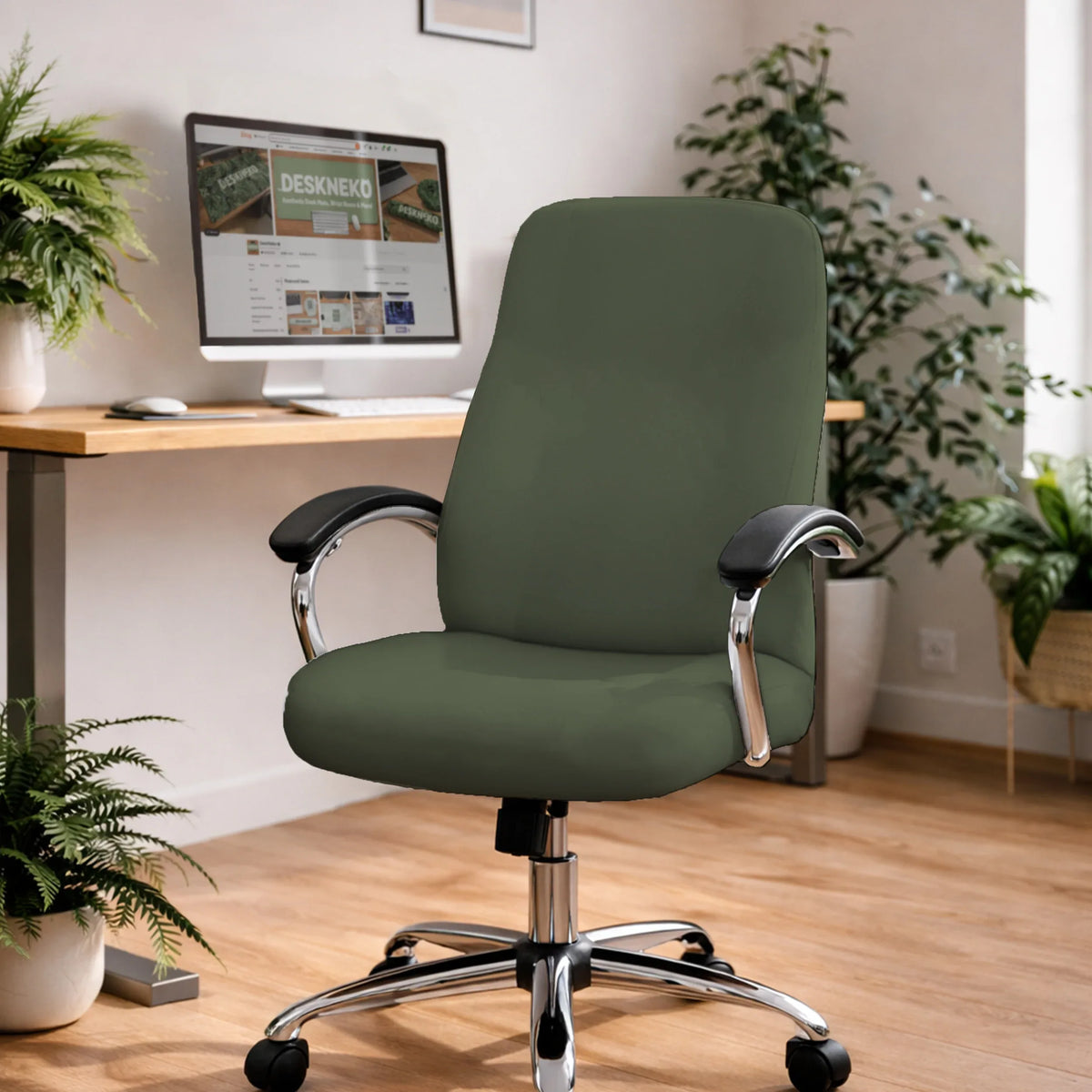 Warm forest green office chair cover