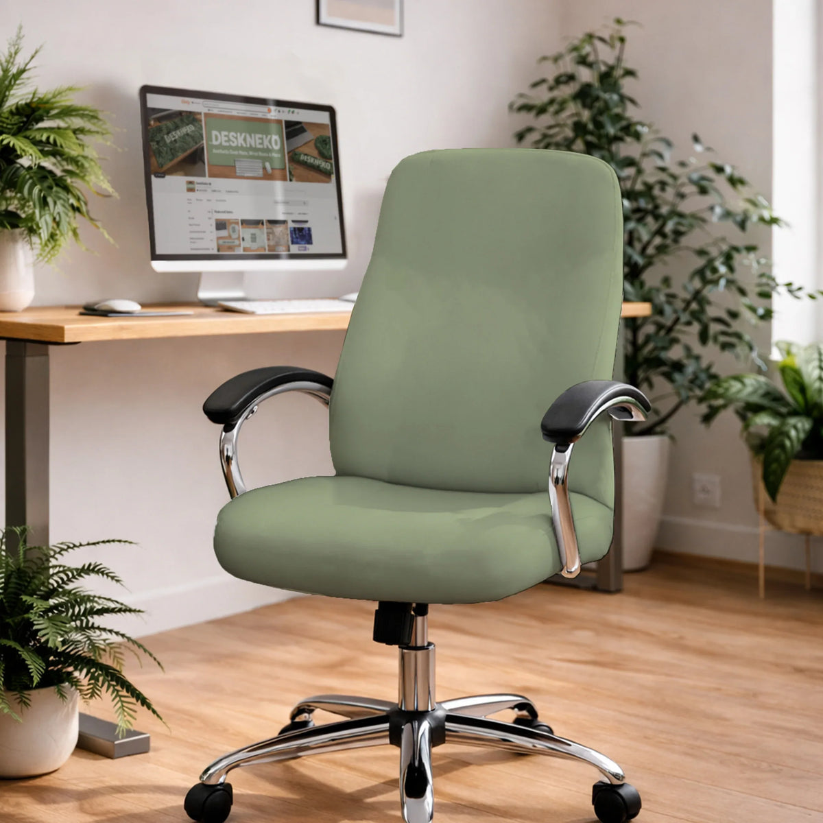 Soft sage green office chair cover