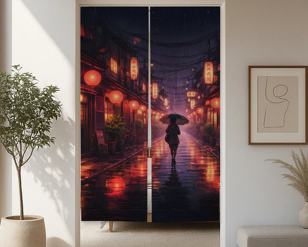 Lofi anime alley noren door curtain