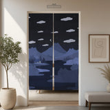Navy cat hills noren door curtain room divider
