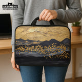 Gold japandi laptop bag with shoulder strap