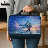 Blue anime laptop sleeve with handle