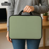 Sage green laptop bag with shoulder strap & handle