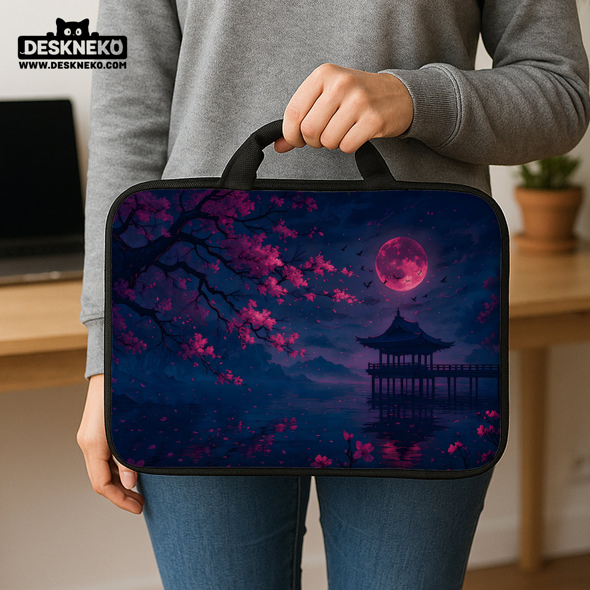 Dark sakura night laptop sleeves & bags