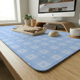 Blue gingham desk mat