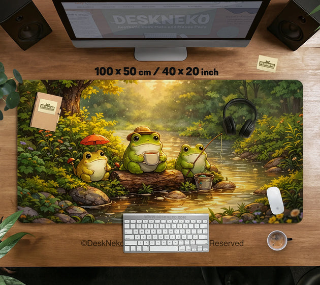 Forest frogs desk mat