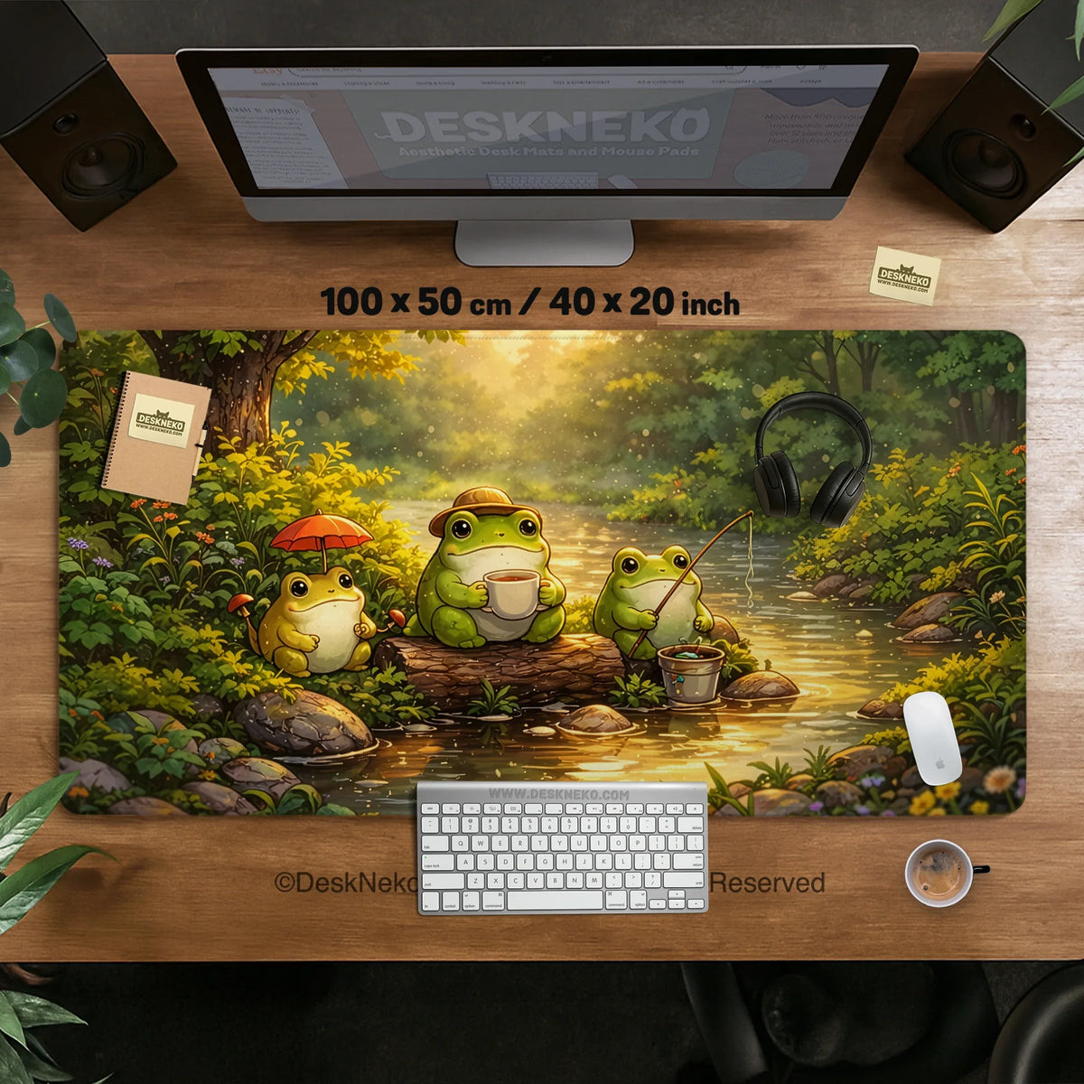 Forest frogs desk mat