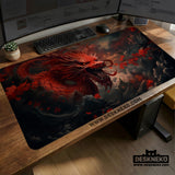 Crimson red dragon desk mat mousepad