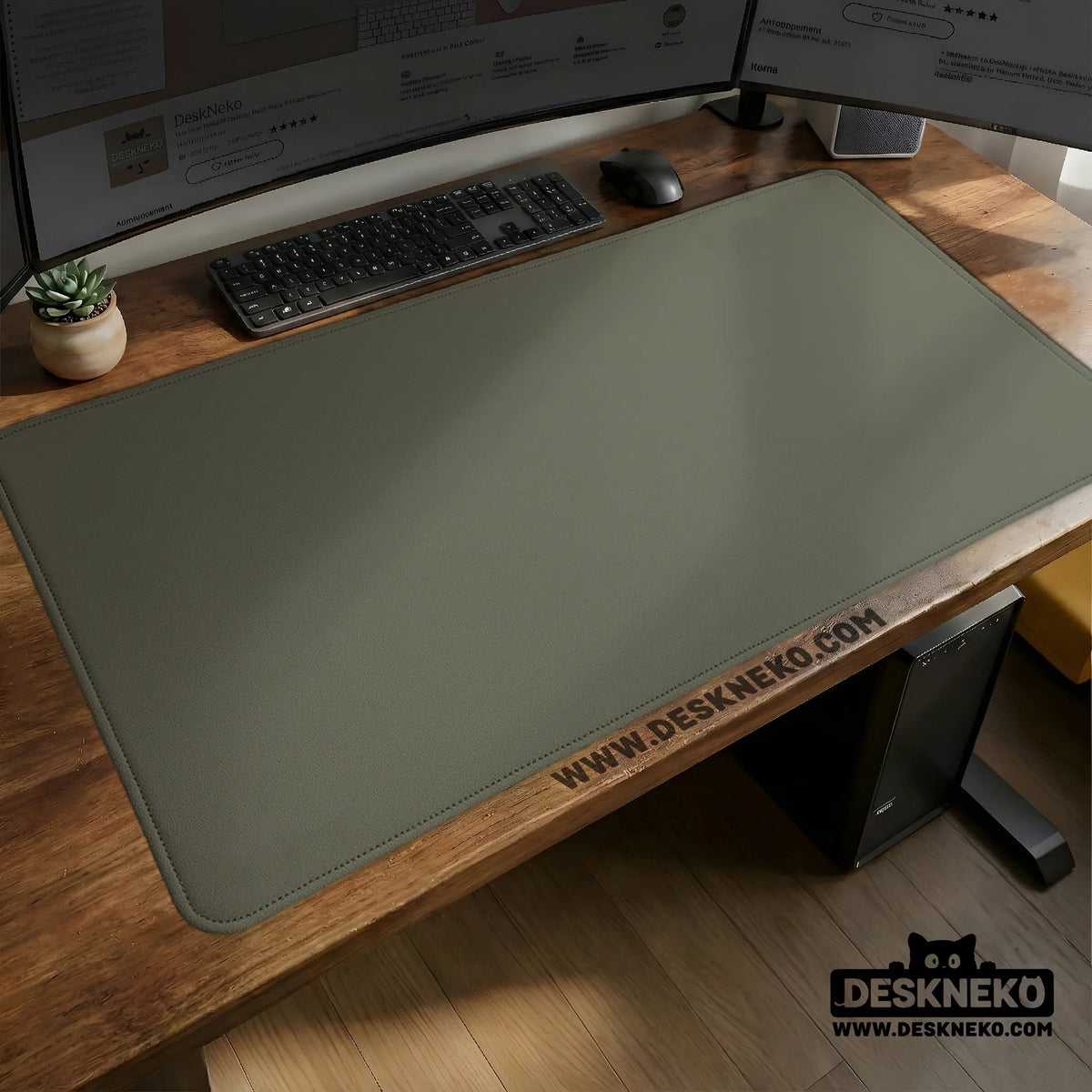 Eucalyptus ergonomic mousepad, sage green wrist rest desk setup