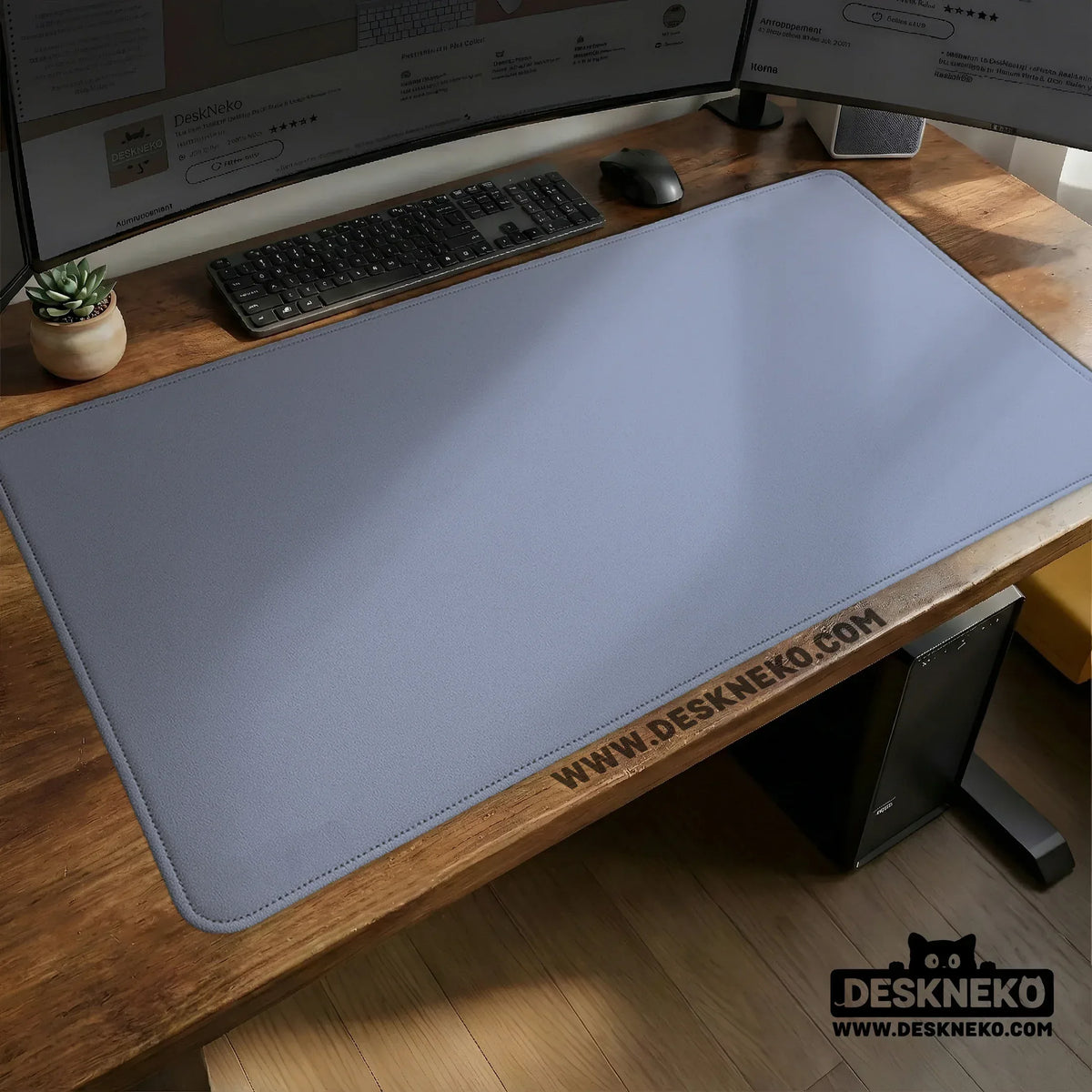 Pastel blue desk mat, periwinkle mousepad for clean desk setup